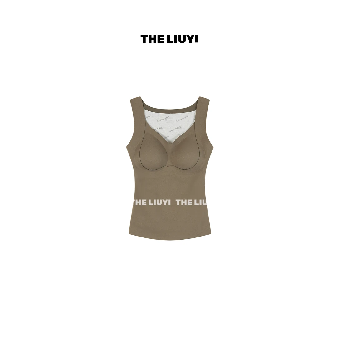 【LIUYI】鹅绒保暖背心加厚带胸垫打底发热美背内搭51204C1