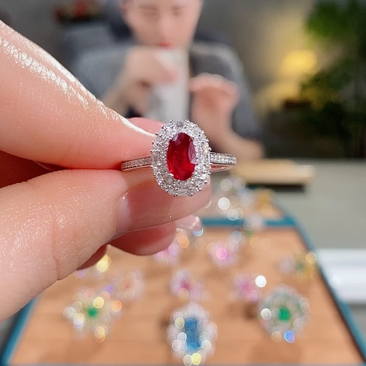 红宝石戒指18K金镶嵌1.11ct无烧鸽血红AIGS