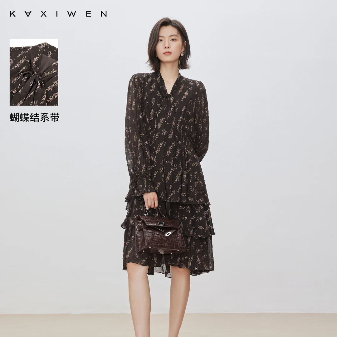 【许半夏推荐】气质收腰飘带连衣裙X09BLS8787