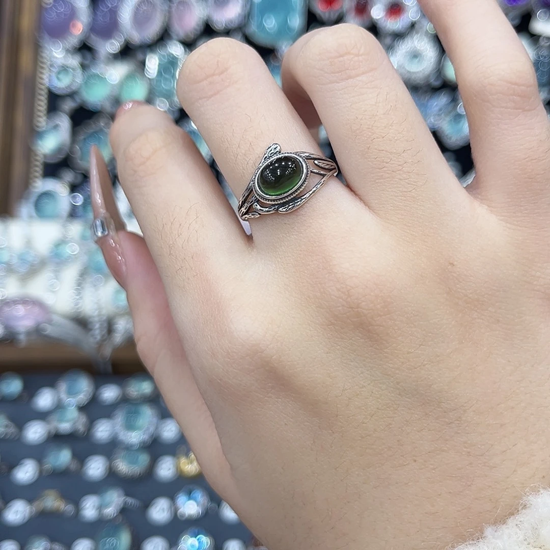 岫玉银S925镶嵌戒指501.  走量款