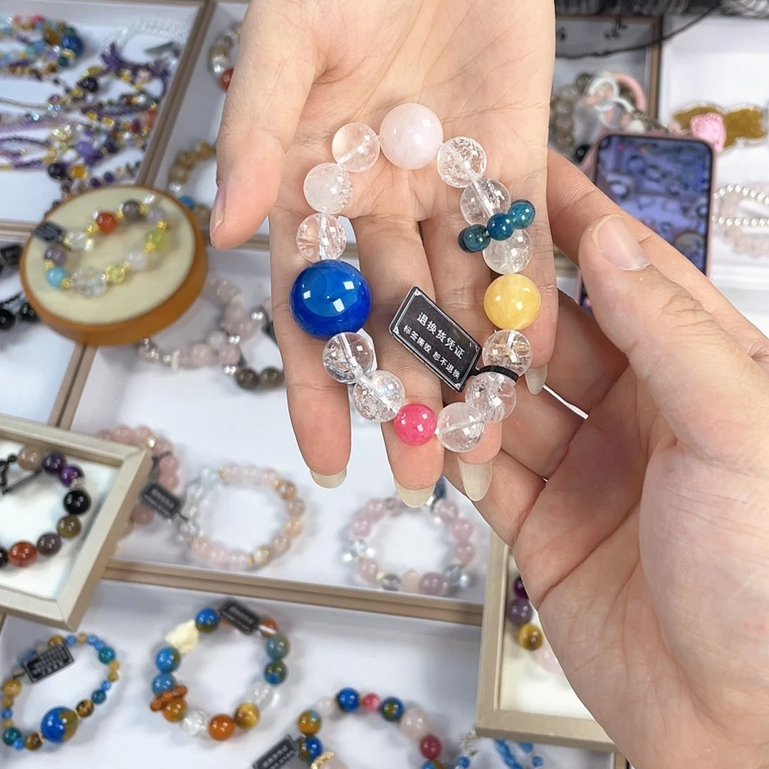 水晶手链银S925镀金镶嵌