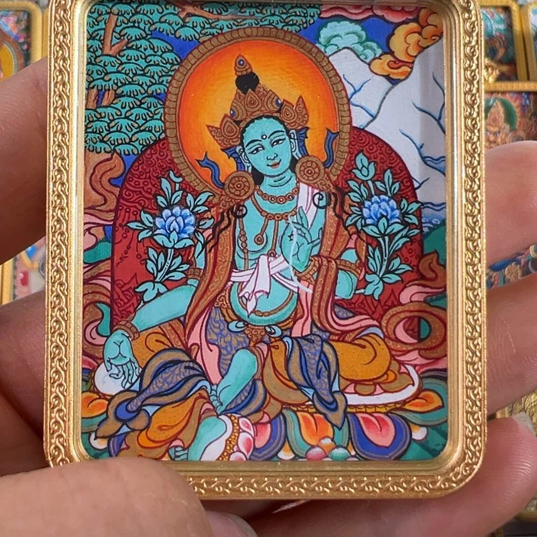 吊坠热贡手绘唐卡—绿度母