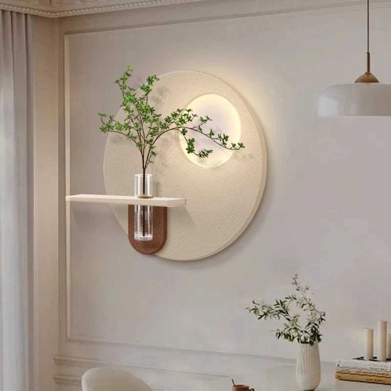 奶油风餐厅饭厅装饰画水培绿植灯画2025新款高级感砂岩肌理感挂画