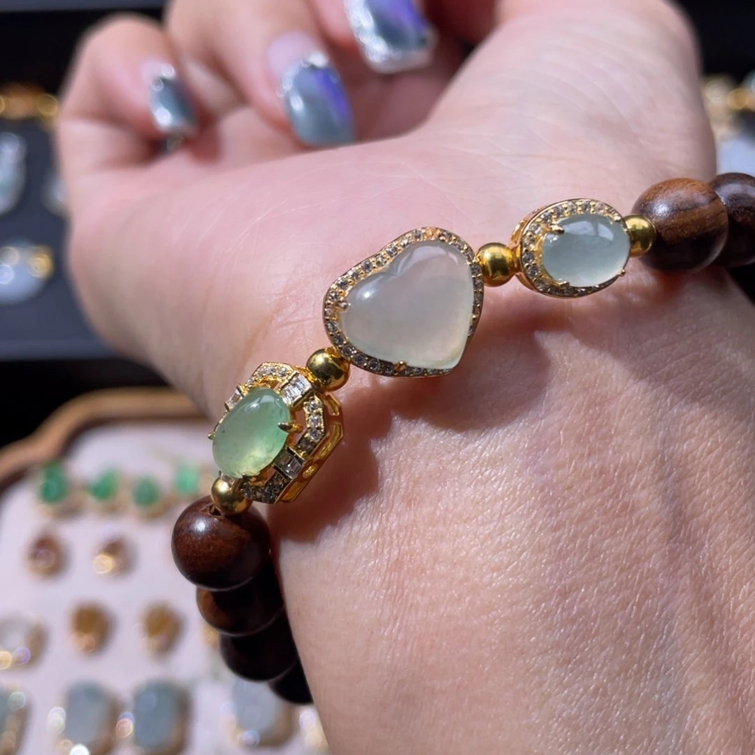 翡翠银S925镶嵌颈饰手串