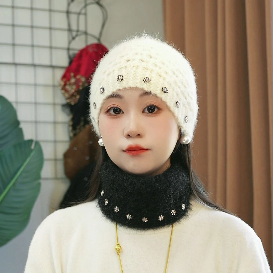 毛线保暖发带女宽边头饰护额头巾女头套遮白发头箍秋冬针织发带帽