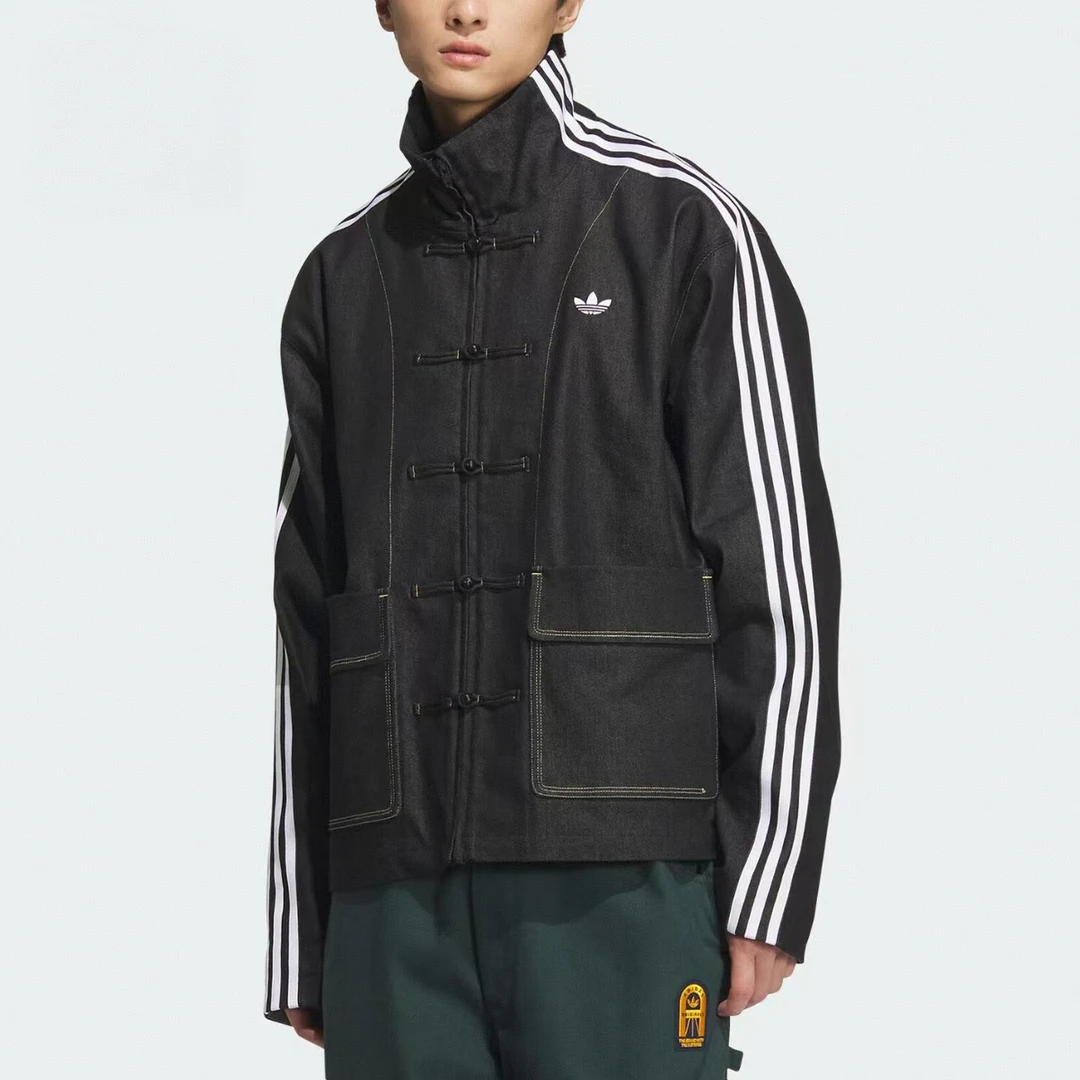 adidas/阿迪达斯新中式唐装盘扣牛仔运动宽松夹克外套 JW1969