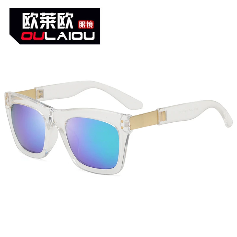 复古方形炫目色彩双米丁高品质太阳镜男士墨镜防紫外线太阳眼镜女