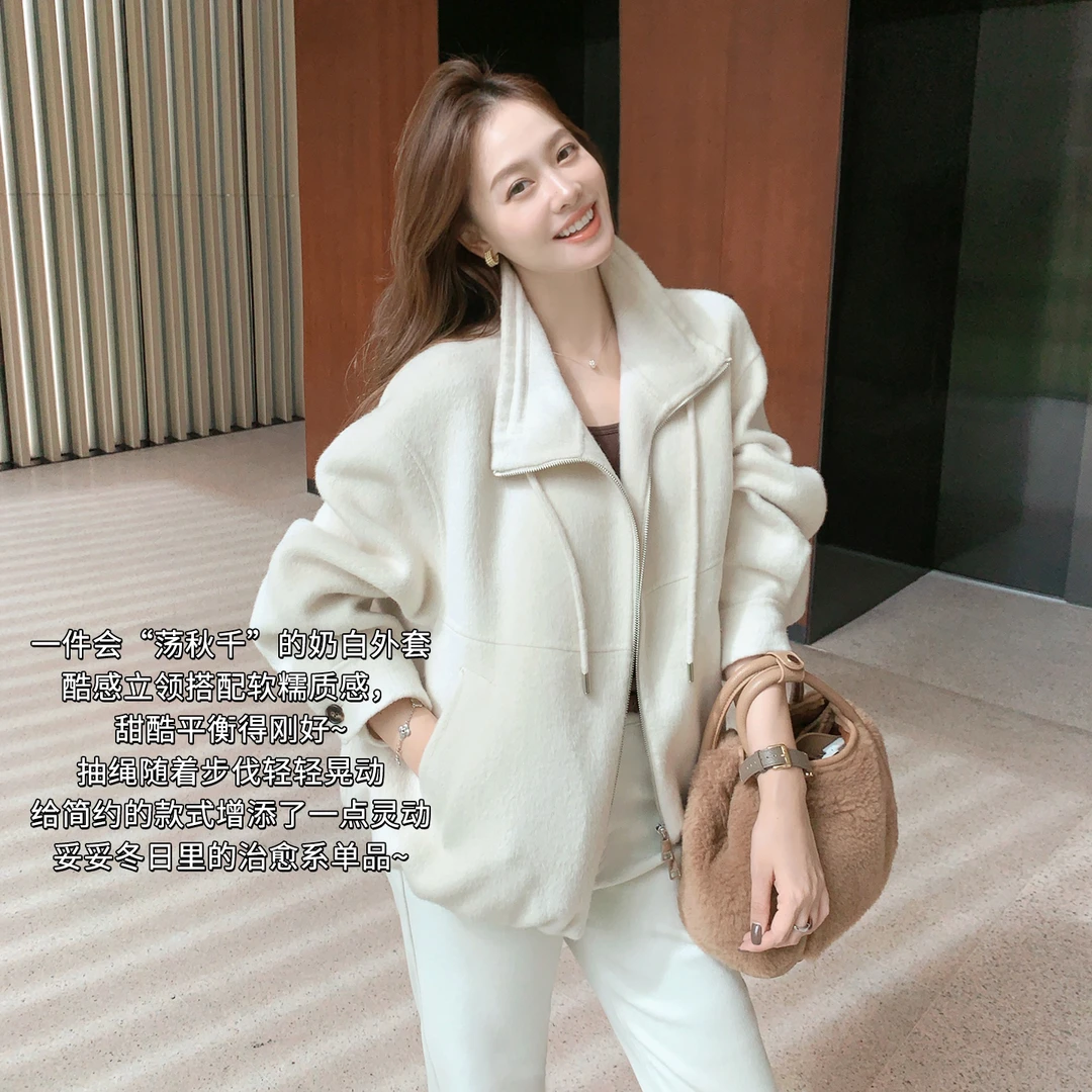 A美洋MEIYANG 秋千毛呢外套【商场同款】 真丝羊毛_立领大衣【宽】