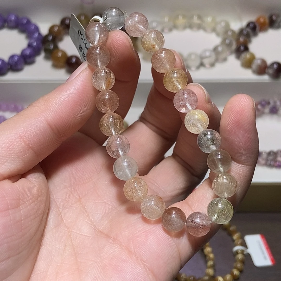 水晶手链未镶嵌彩发晶8.8