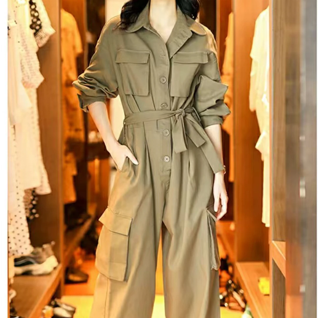 LY(下单备注编码发货)休闲工装显气质阔腿连衣裤潮韩版宽松洋气款