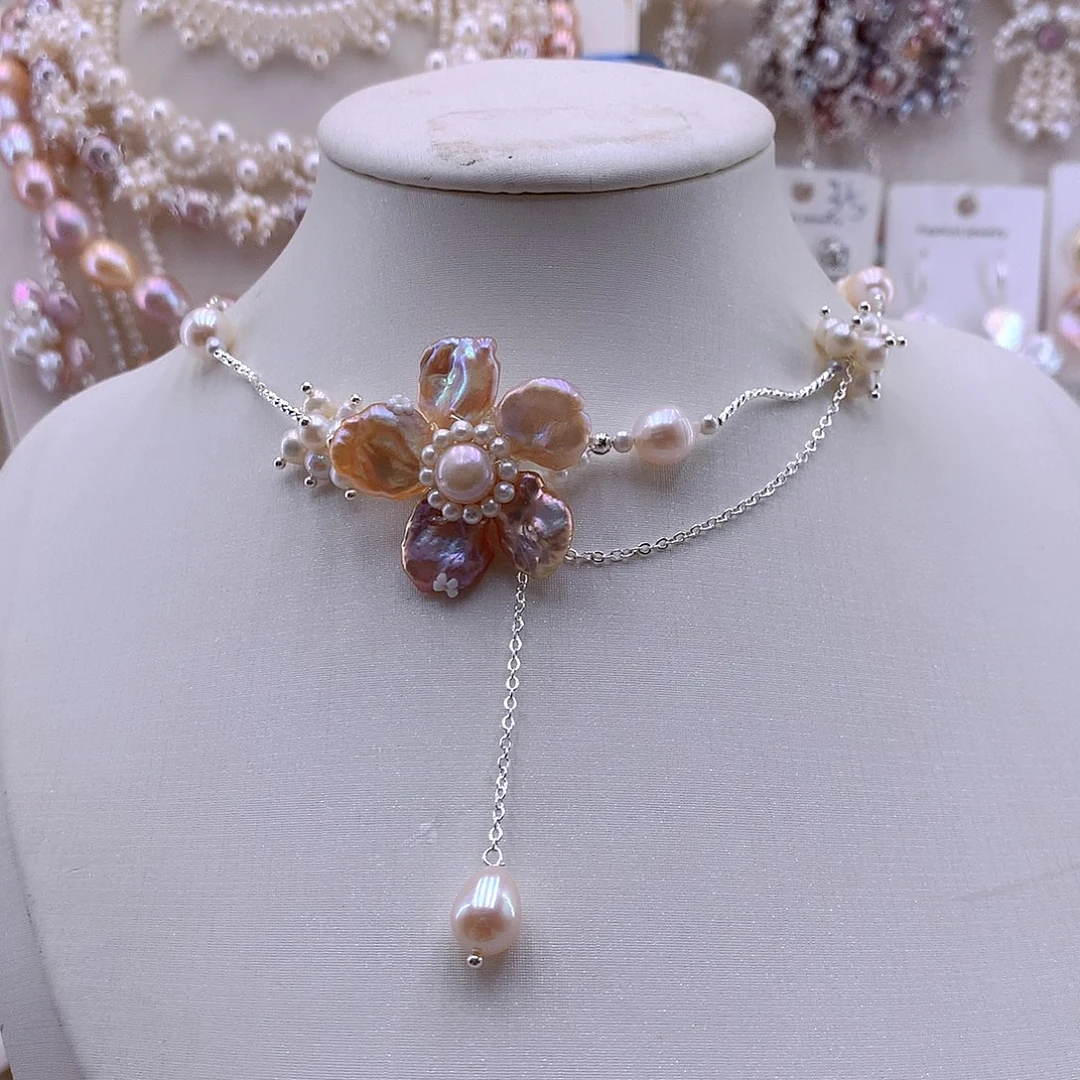 淡水珍珠耳饰未镶嵌项链