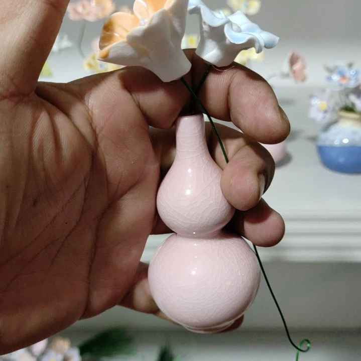 摆件陶一瓶两花陶瓷永生小花插
