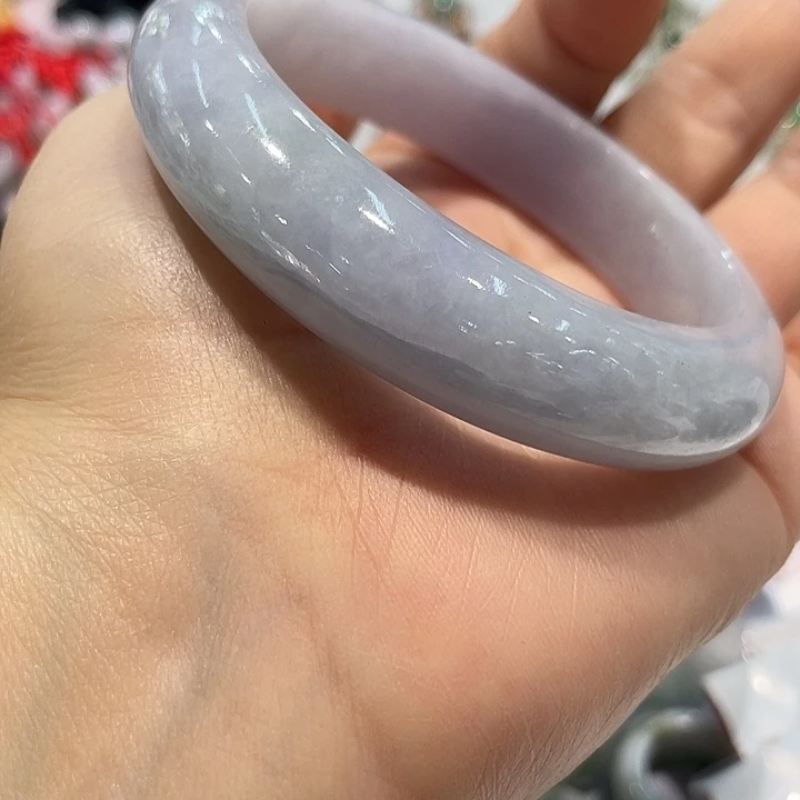 翡翠未镶嵌手镯纯天然翡翠手镯淡紫色