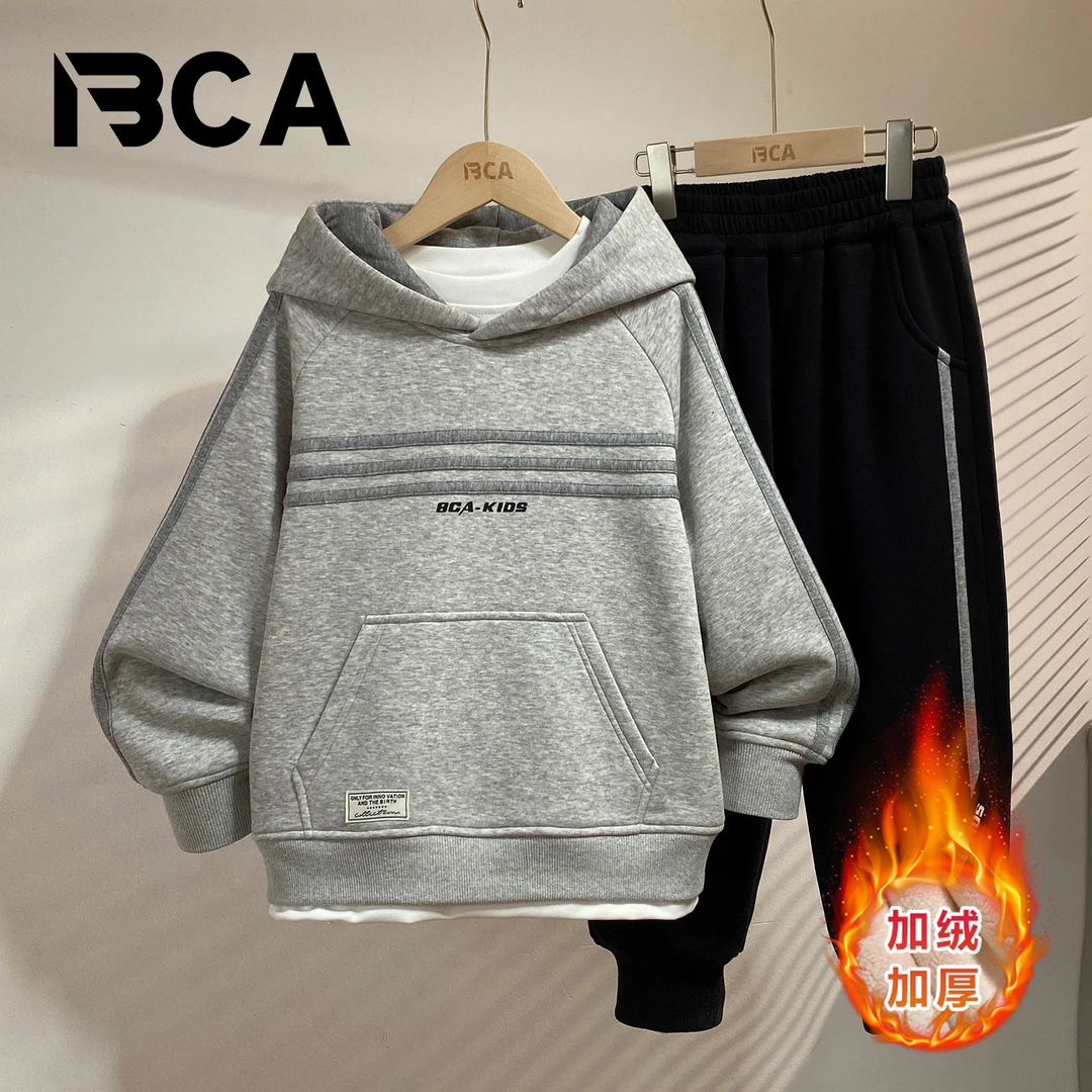 BCA男童中大童青少年冬季加绒保暖休闲套装DF-套装3768