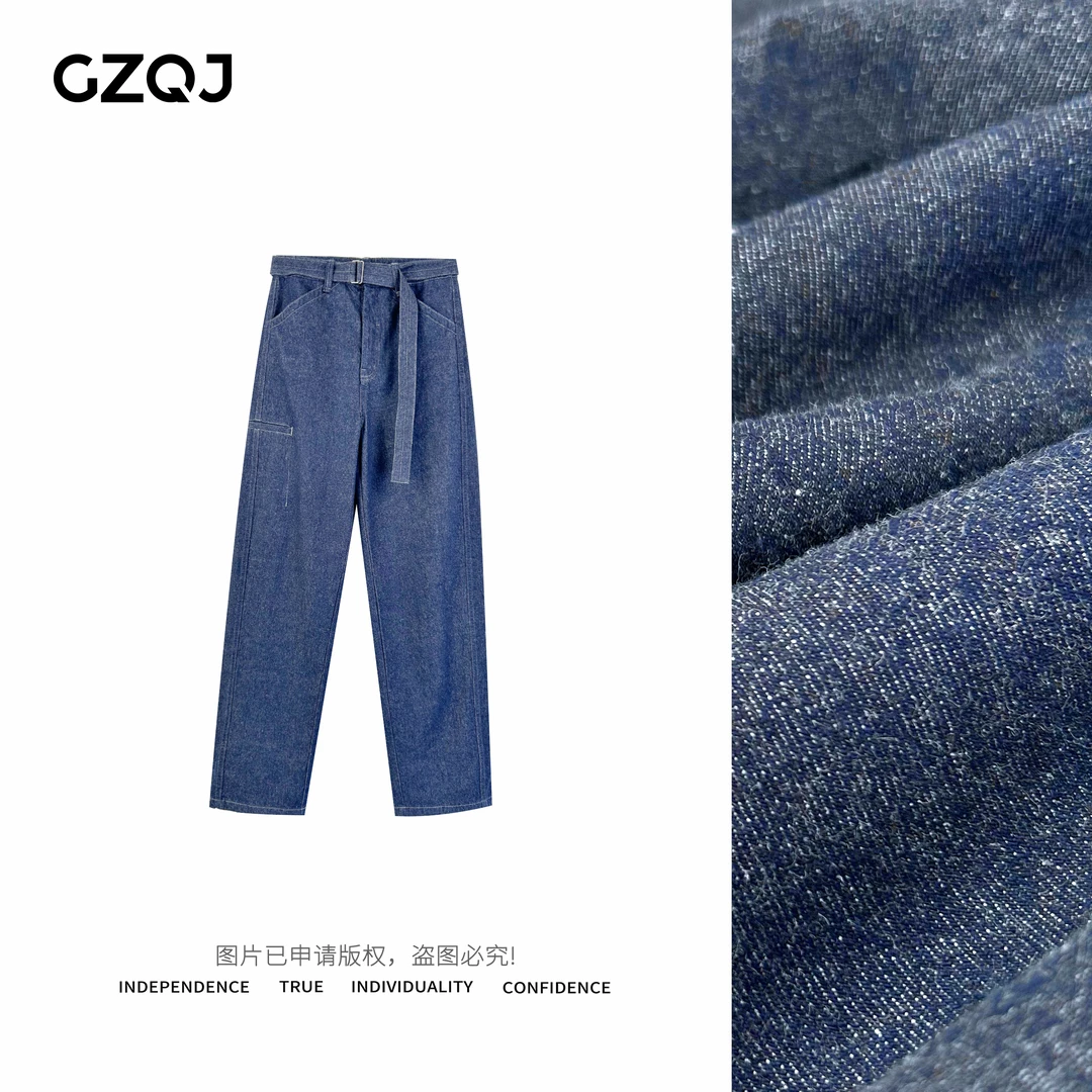 广州琴姐【长腿轰炸机】复古高腰显瘦宽松阔腿牛仔裤女秋季40096
