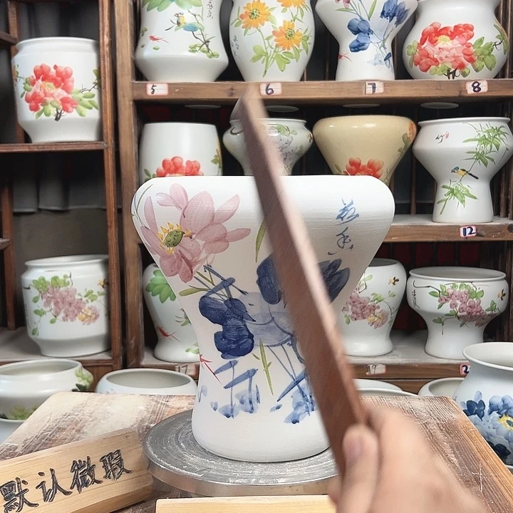 摆件火窝青花荷花新款陶瓷