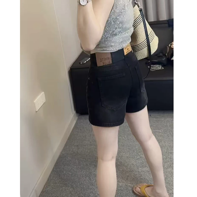 设计感直筒牛仔短裤女2025年夏季新款大码洋气百搭高腰a字阔腿裤