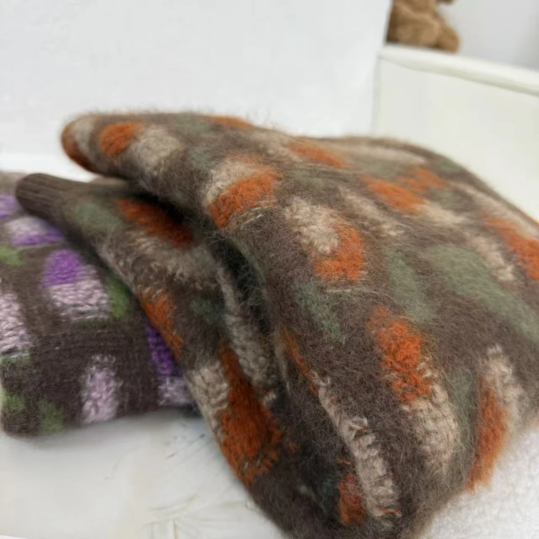 ~360g冬季新款软糯慵懒风圆领撞色花朵套头针织衫Y1613