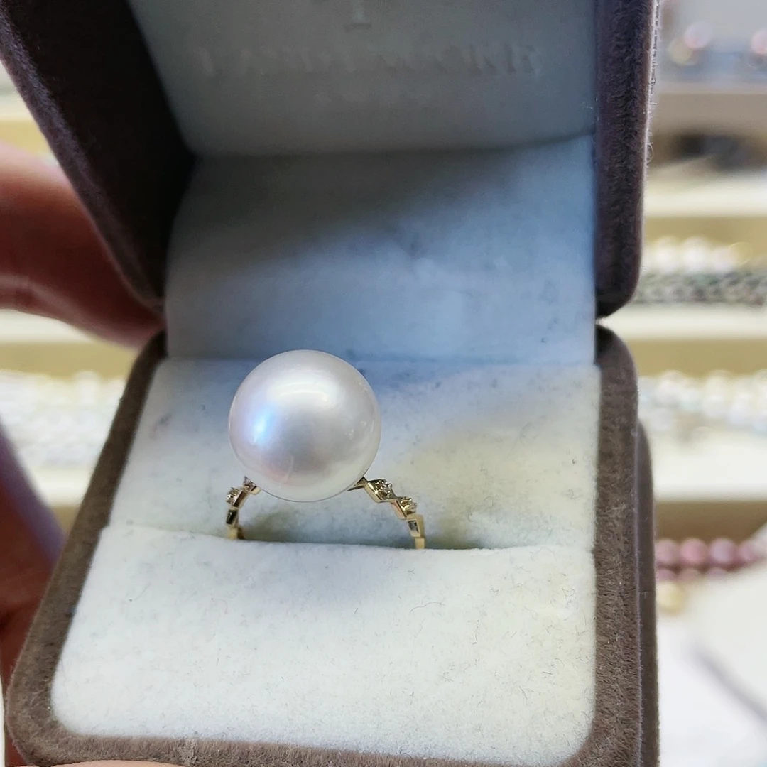 海水珍珠戒指18K金镶嵌