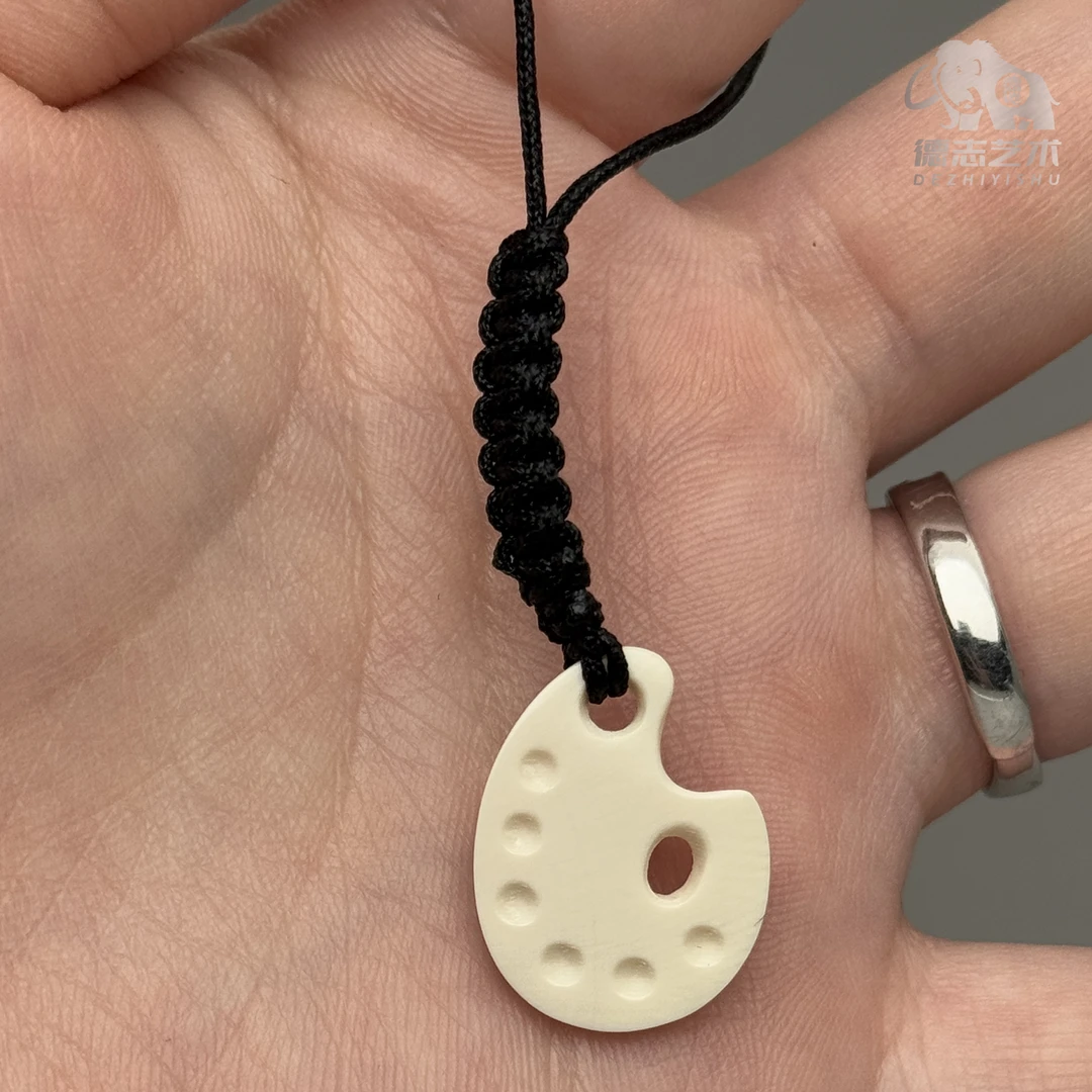 DEZHI/德志【5A调色盘】19*14*2mm全肉满纹无暇猛犸牙手机挂件