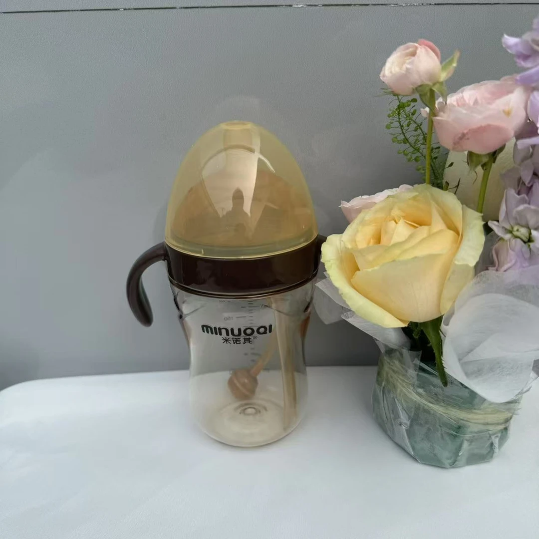 米诺其仿母乳断奶奶瓶吸管杯奶瓶水杯6个月-12个月1岁2岁3岁