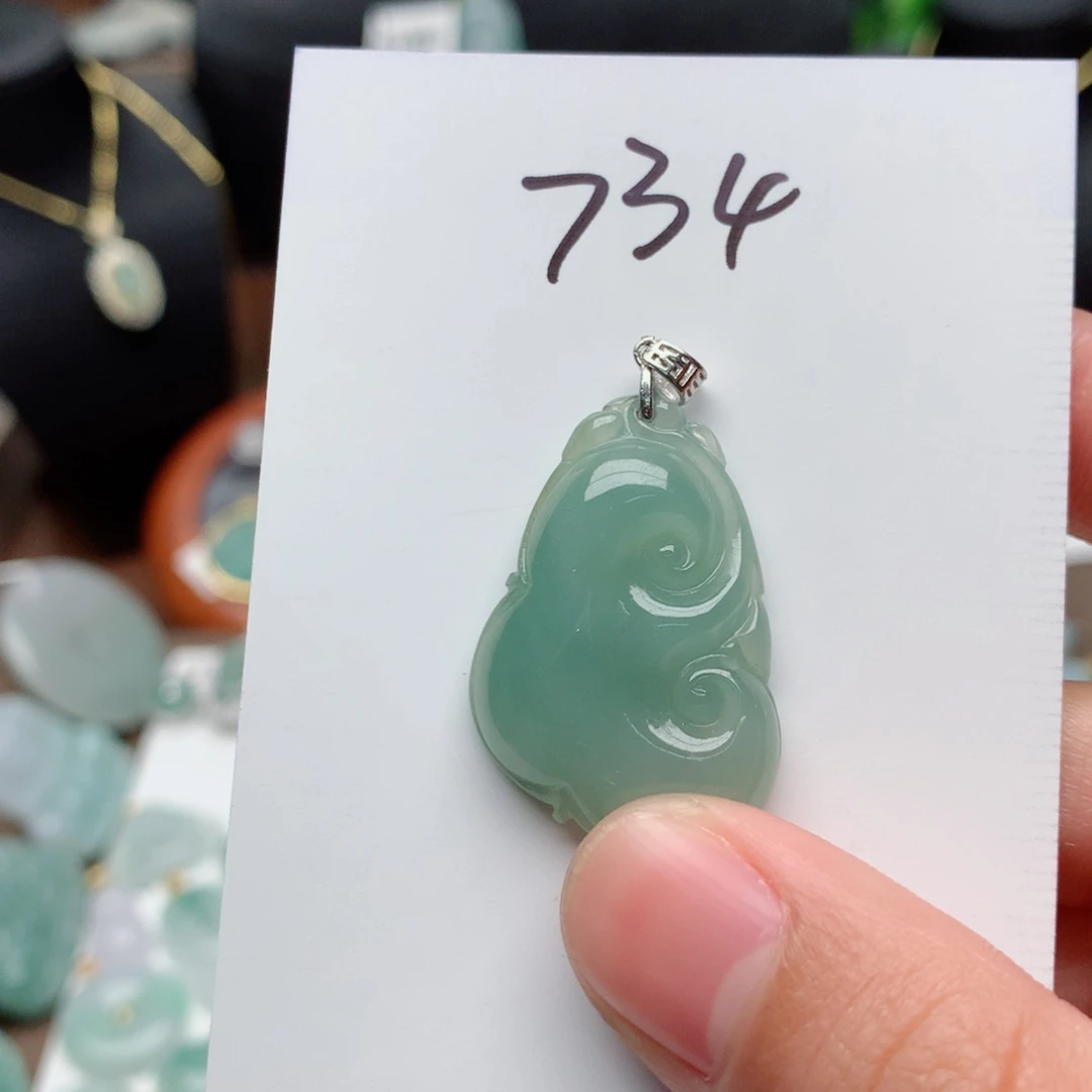 翡翠颈饰银S925镶嵌吊坠
