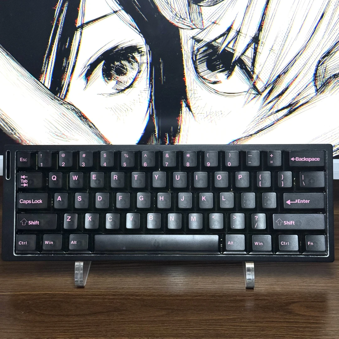 雾透黑PC键帽丝印粉字原厂透光适配wooting美加狮迈从等磁轴键盘