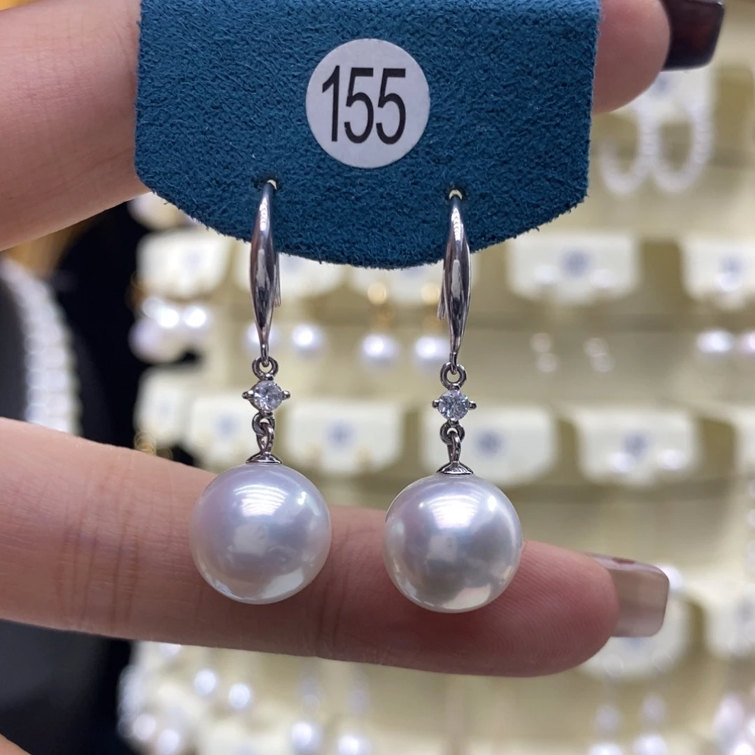 耳饰银S925镶嵌淡水珍珠
