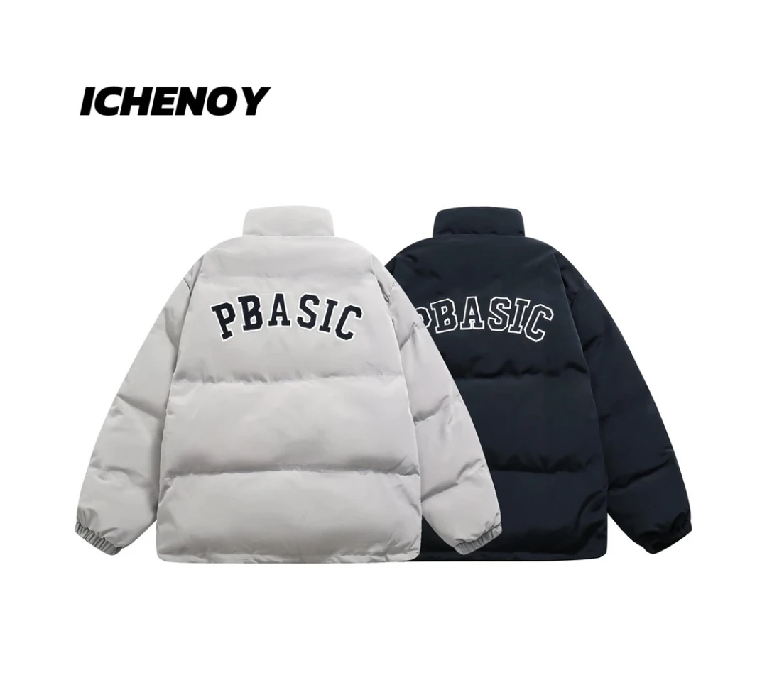 MKBK冬季日系复古字母刺绣立领棉服百搭情侣保暖面包服潮