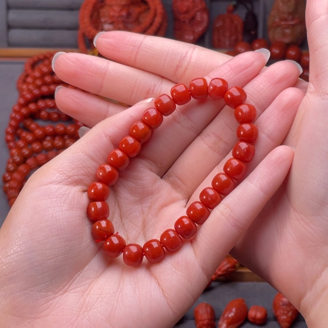 南红玛瑙未镶嵌配饰卡8mm