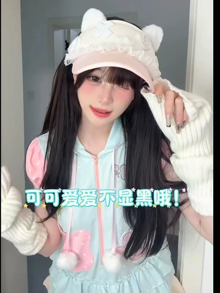 小众亚文化猫耳小翅膀空顶帽子女夏季出游百搭遮阳防晒无顶鸭舌帽