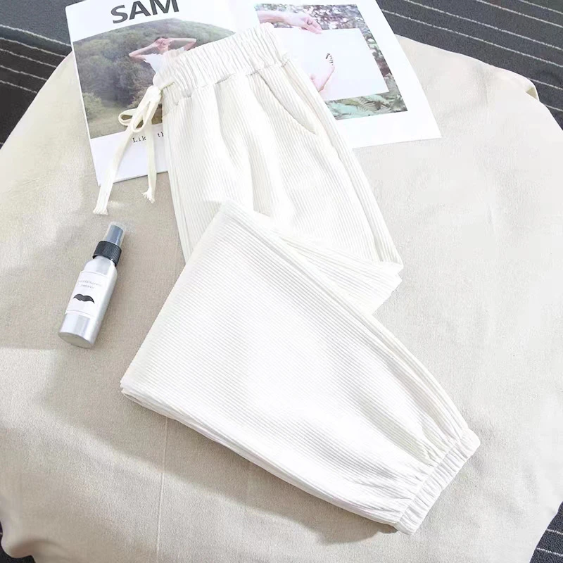 6801【活动专享】休闲运动裤女抽绳束脚卫裤简约百搭哈伦裤松紧腰