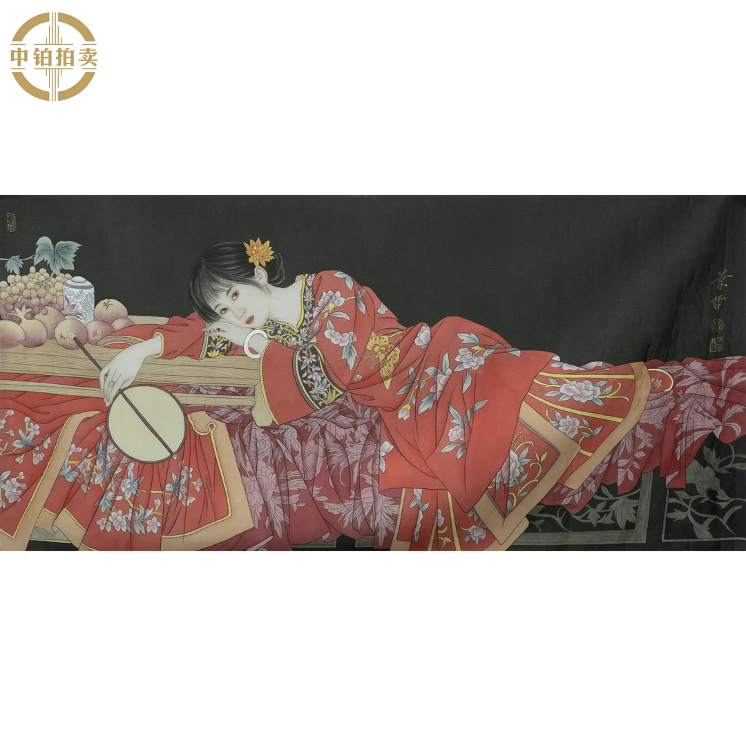 lot0078 崔景哲 人物 绢本原片 64cm*120cm 约6.9平尺