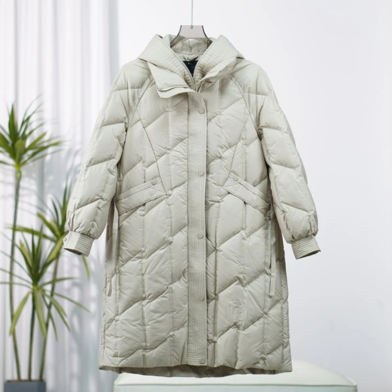 朗S系列  F080  女装秋冬保暖长款连帽羽绒服麦卡其8Q523Y240