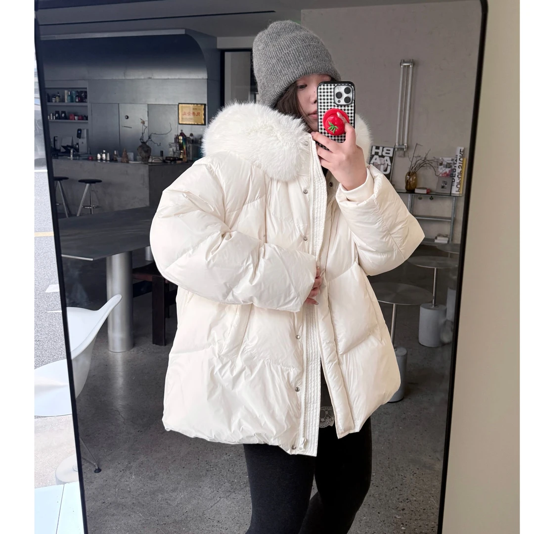 晶咕软软【冰岛羽绒被】韩系可拆卸大毛领连帽羽绒服外套