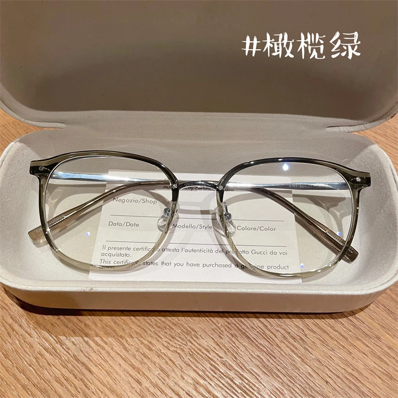 超轻钛近视眼镜女茶色金晨同款款大方圆脸平光防辐射防蓝光框架男