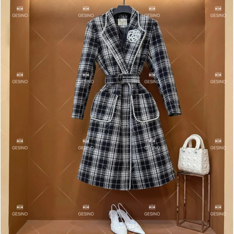 【露露】秋冬气质小香风时尚设计师中长款外套 QD-2024857