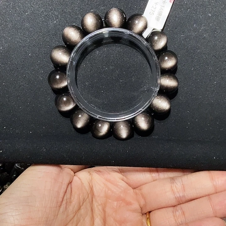 马***驹黑曜岩未镶嵌手链