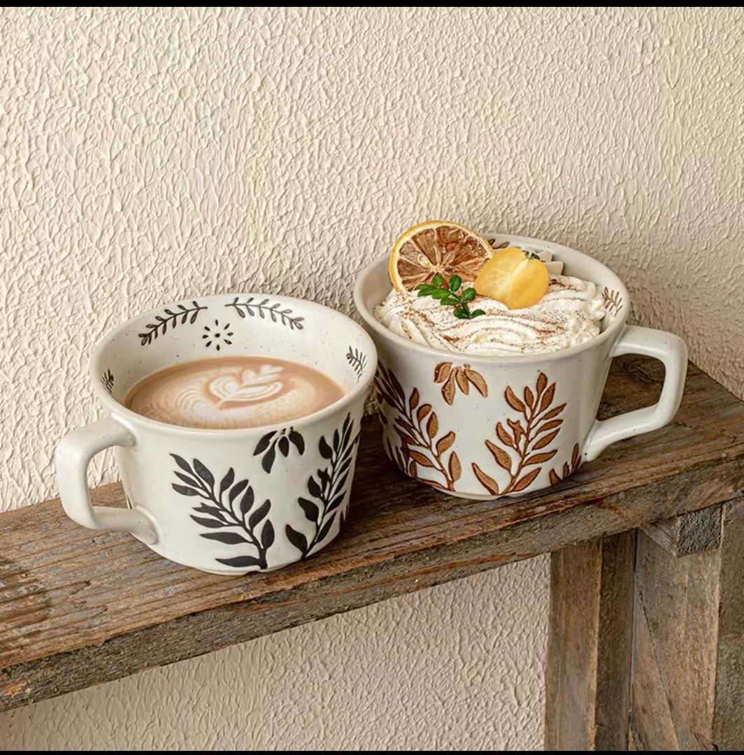 微瑕【201-400】高温釉下彩陶瓷马克杯情侣早餐咖啡家用手绘水杯