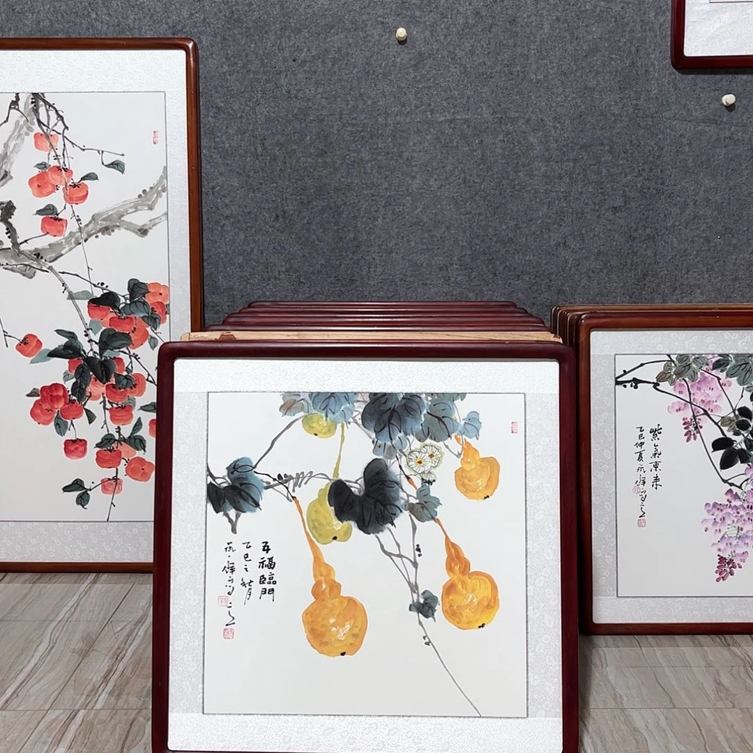 国画书画作品带框63×63