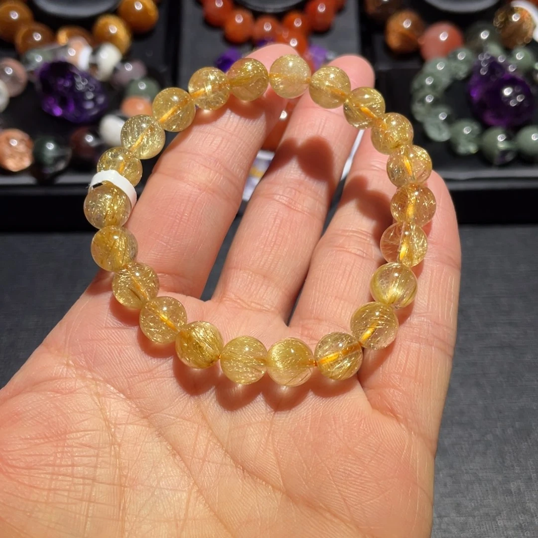 水晶手链未镶嵌丹*金发晶手链8.8mm左右