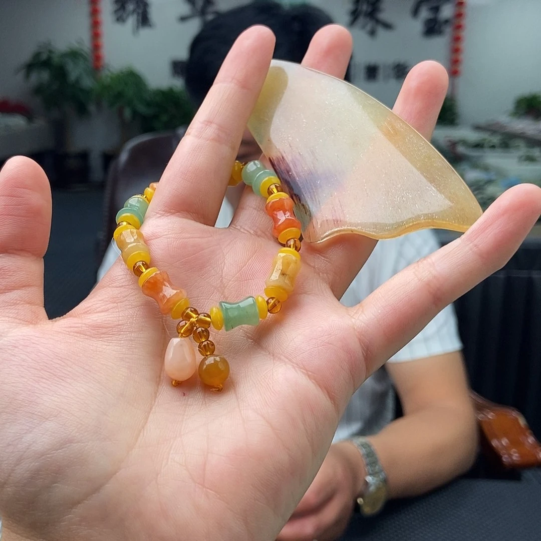 石英质玉（金丝玉）未镶嵌颈饰颜色多样性发拍一发一