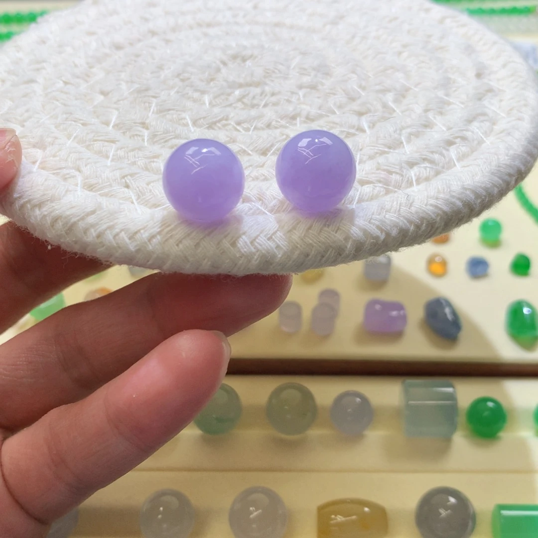 定制翡翠未镶嵌红椿紫单珠13mm