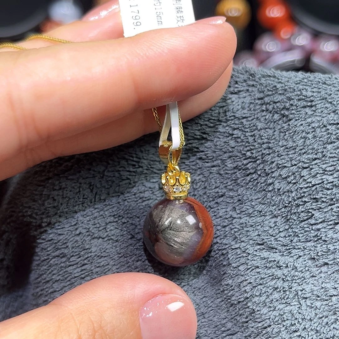 银S925镶嵌珠宝半成品水晶极光吊坠