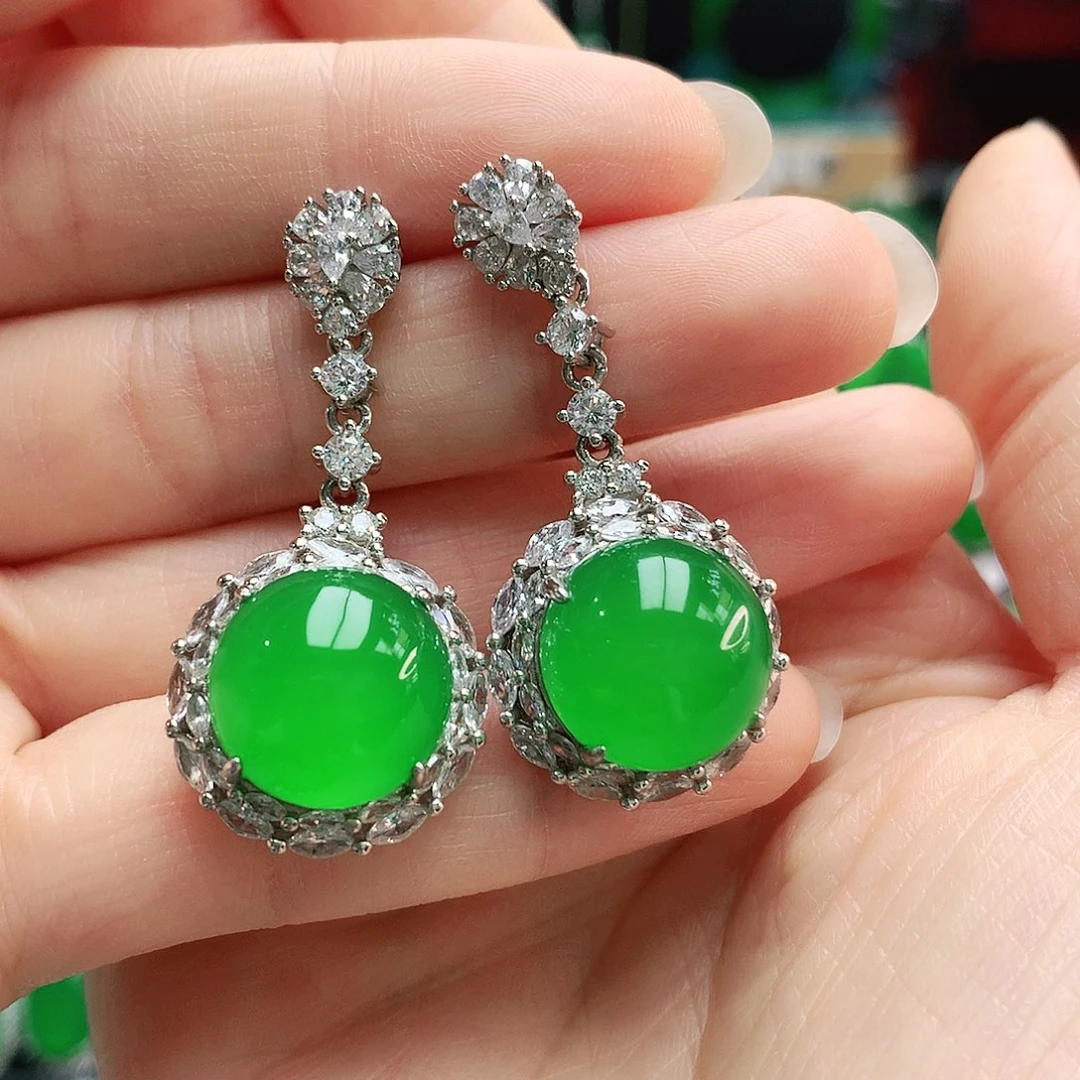 玛瑙/玉髓耳钉银S925镶嵌