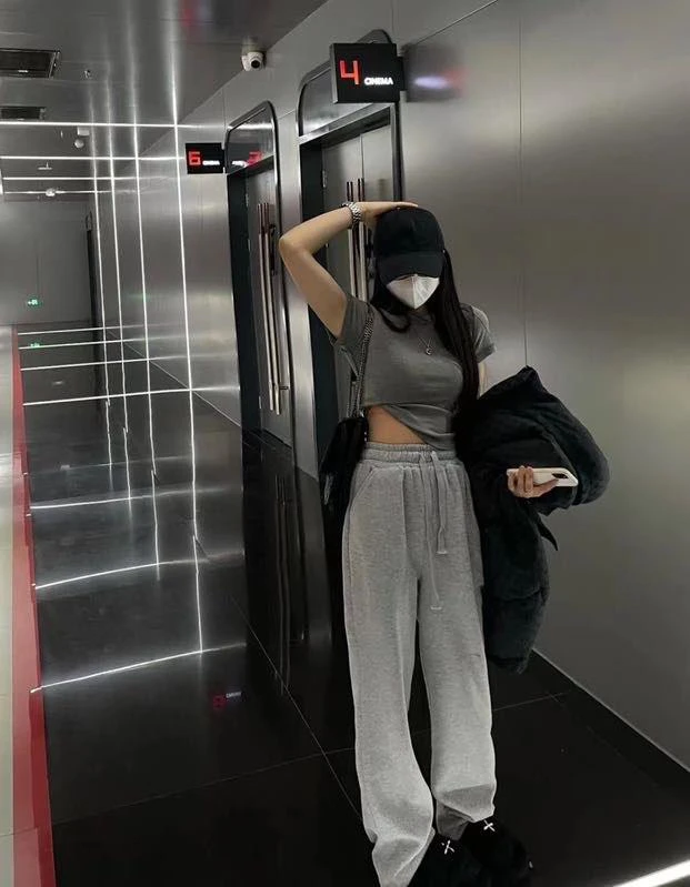 13C福秒（913C8310#) 运动风松紧高腰休闲裤 9-222