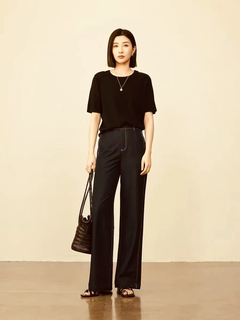 【AS•原创设计】nn3537-时尚女装设计感休闲裤女士百搭直筒