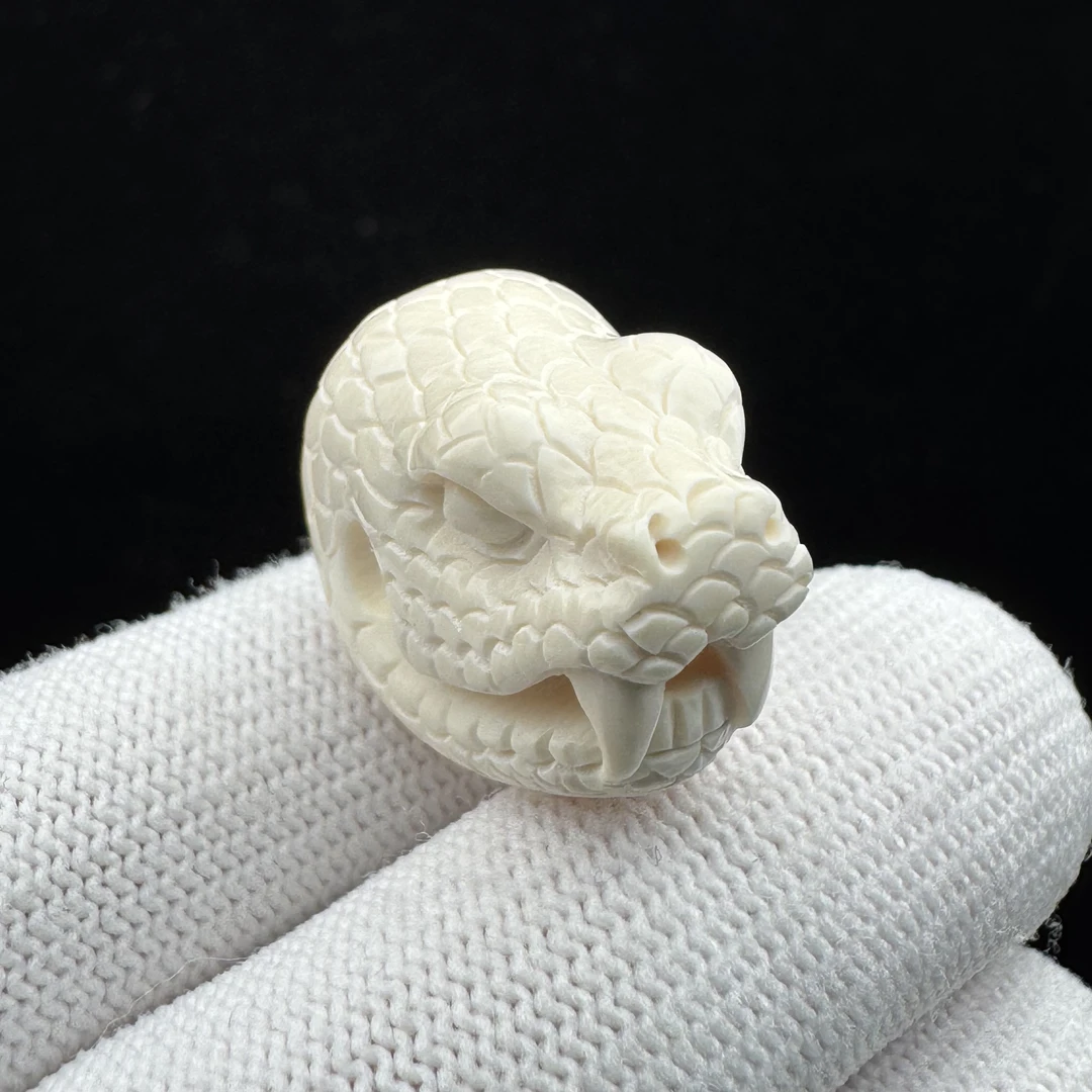 S9084天然猛犸牙 蛇三通14x25mm支持鉴定 假一罚四