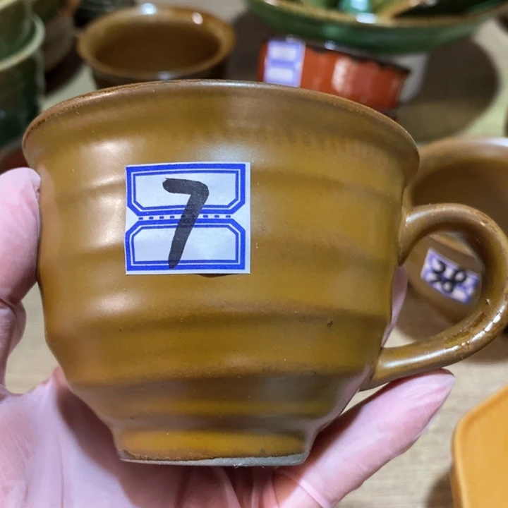 瓷片陶瓷品五厂黄金釉把杯