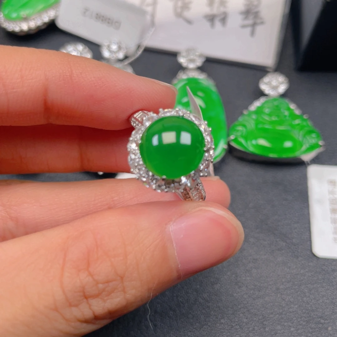 翡翠银S925镶嵌吊坠(不含链)